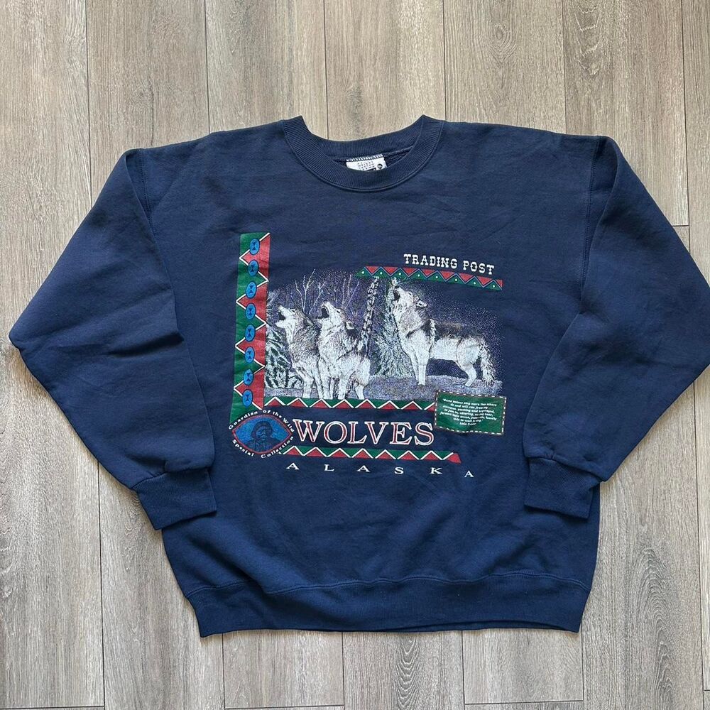 Vintage 90s Wolves Alaska Crewneck Sweatshirt